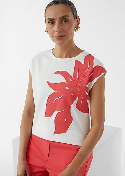 comma Kurzarmshirt T-Shirt T-Shirt mit überschnittenen Schultern und floral günstig online kaufen