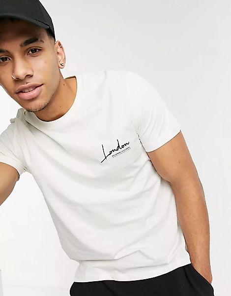 Burton Menswear – London – T-Shirt in Ecru-Weiß günstig online kaufen