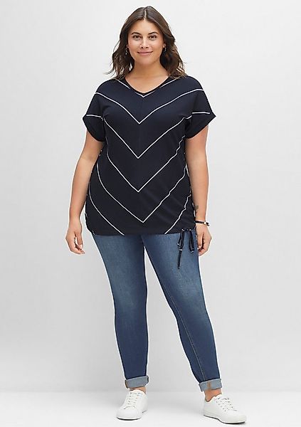 Sheego T-Shirt T-Shirt Kurzarm mit Tunnelzug am Saum günstig online kaufen