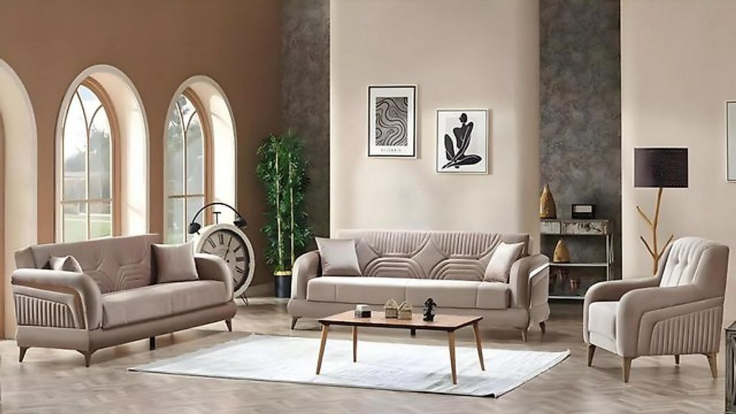 JVmoebel 3-Sitzer Möbel Wohnzimmer Sofagarnitur 3+3+1 Sitzer Moderne Sofas günstig online kaufen