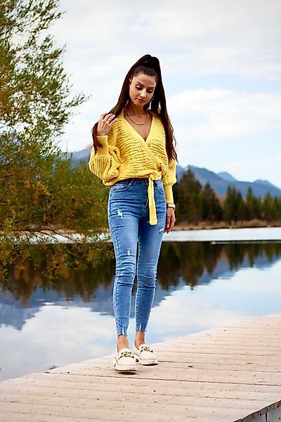 Lelü Fashion Wickelstrickjacke Strickjacke mit Bindeband günstig online kaufen