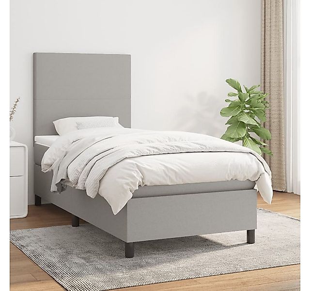 vidaXL Boxspringbett Boxspringbett mit Matratze Hellgrau 90x200 cm Stoff Be günstig online kaufen