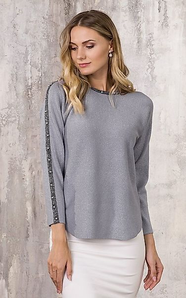 Passioni Strickpullover aus Glitzergarn mit Perlen Oversized günstig online kaufen