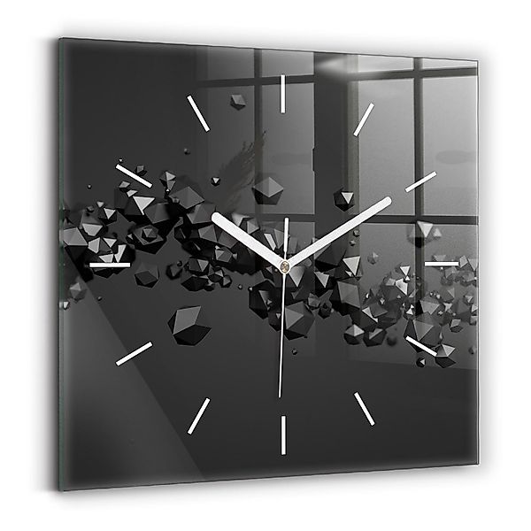 Tulup Wanduhr Moderne Glasuhr Schwarze Abstrakte günstig online kaufen