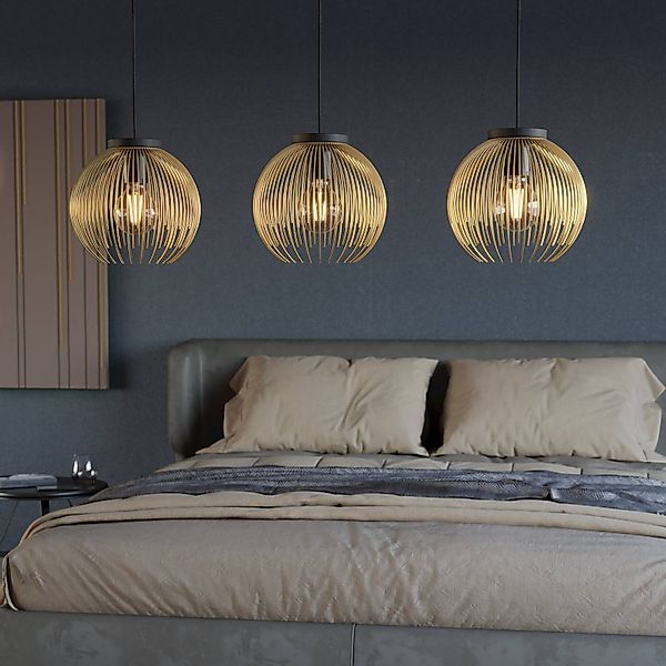 Hängeleuchte Venezuela, schwarz/gold, 3-flammig günstig online kaufen