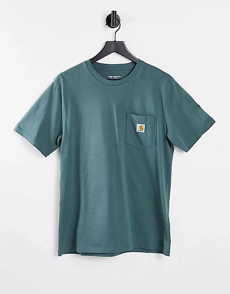 Carhartt WIP – Orbit – T-Shirt in Grün mit Tasche günstig online kaufen