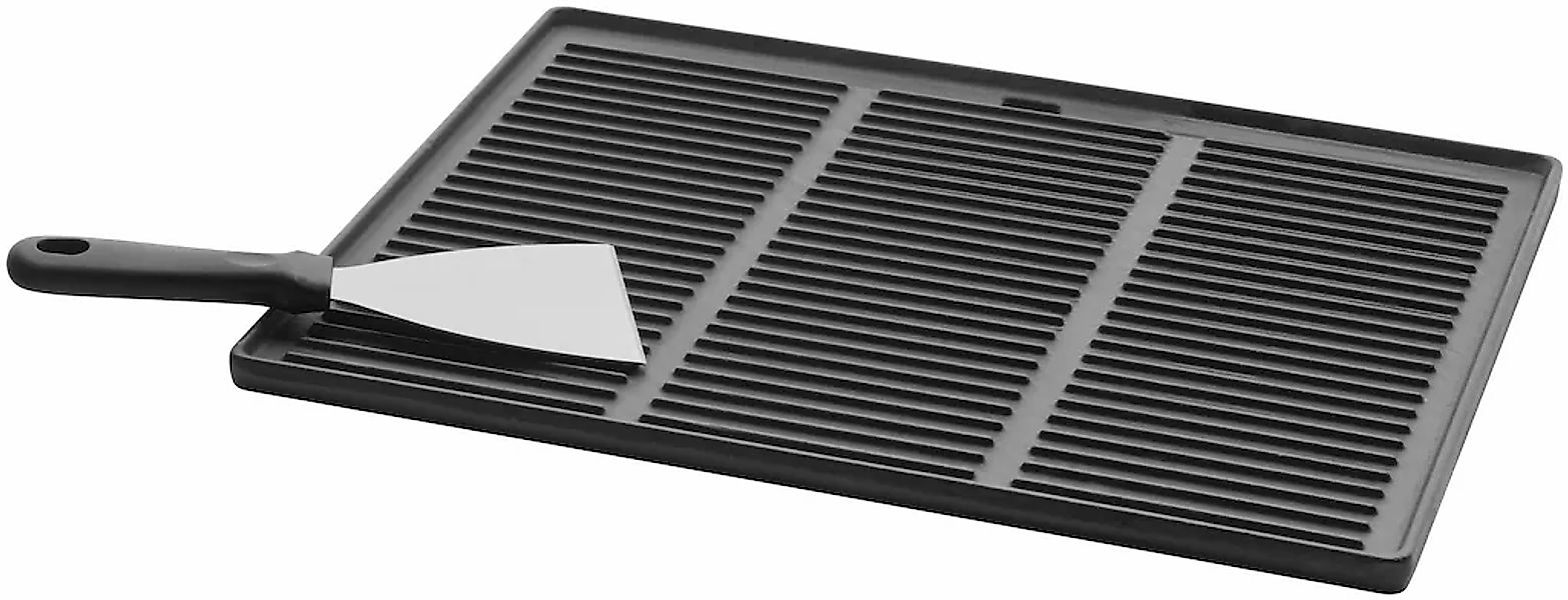 Buschbeck Grillplattenaufsatz "Plancha-Platte mit Grillspachtel" Edelstahl günstig online kaufen