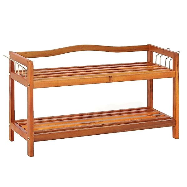 Costway Schuhregal mit Seitlichen Metallhaken & 2 Ebenen Akazienholz günstig online kaufen