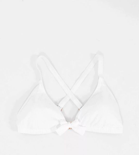 Ivory Rose – Fuller Bust – Geripptes Triangel-Bikinioberteil in Weiß mit Sc günstig online kaufen