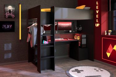 Parisot Hochbett "Meddox, TOPSELLER OTTOs Choice, Gamerbett, LED, Schreibti günstig online kaufen