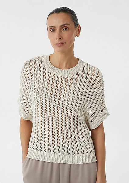 comma Kurzarmshirt Loose-Fit-Strickpullover mit Pailletten und günstig online kaufen