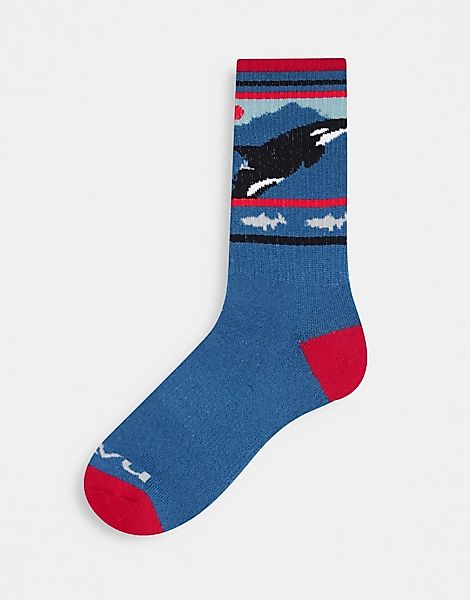 Kavu – Moonwalk – Gemusterte Socken in Blau günstig online kaufen