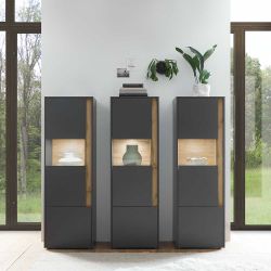 Design Wohnwand in Anthrazit und Wildeiche Optik modern (dreiteilig) günstig online kaufen