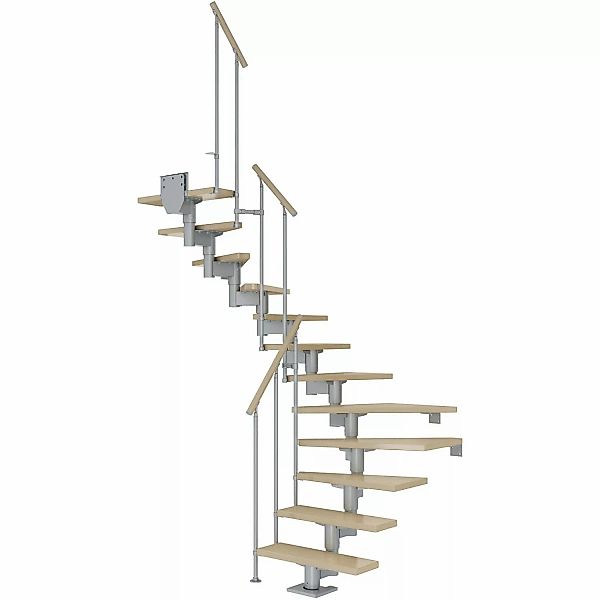 Dolle Mittelholmtreppe Cork Ahorn Perlgrau GH b. 270 cm 1/2 Gewendelt 75 cm günstig online kaufen