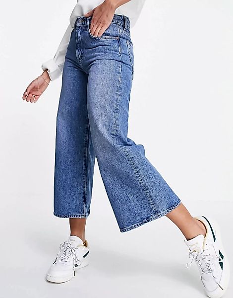 French Connection – Jeans-Hosenrock in Mittelblau günstig online kaufen