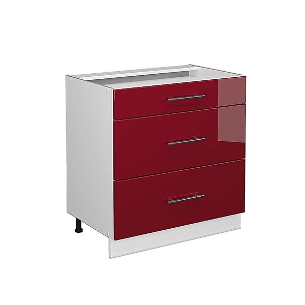 Vicco Badschrank Fame-Line Bordeaux Hochglanz/Weiß 80 x 82 cm mit 3 Schubla günstig online kaufen