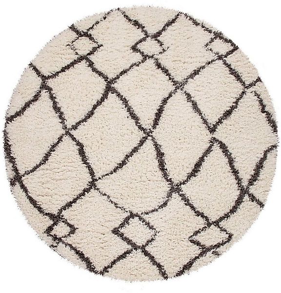 Paco Home Hochflor-Teppich Orebro 170, rund, Höhe: 44 mm, modernes Rauten M günstig online kaufen