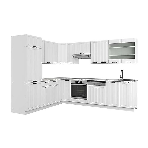 Vicco Fame-Line Eckküche Weiß Landhaus/Weiß 227 x 287 cm AP Marmor günstig online kaufen