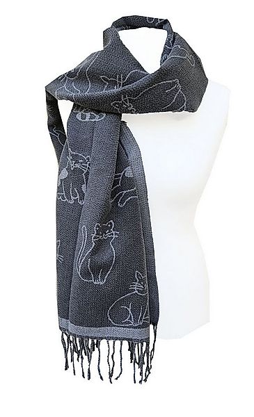 Schal SAISON weicher Schal KATZE Grau Winterschal wärmend Tierliebe günstig online kaufen