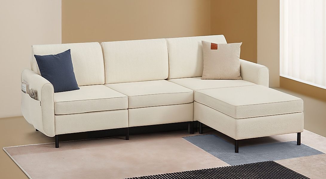 VASAGLE Ecksofa, 4 Teile, Modulares Sofa, günstig online kaufen