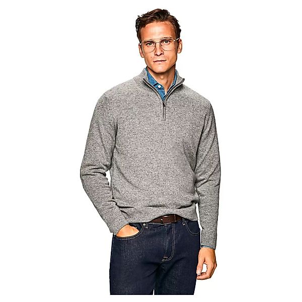 Hackett Wool Cash Mix Halber Reißverschluss Sweater 2XL Mid Grey günstig online kaufen