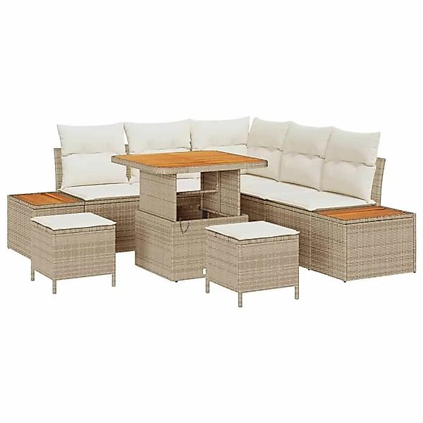 vidaXL Gartensofa-Set mit Kissen mit Speicher 8 Stk Beige Poly Rattan 33648 günstig online kaufen