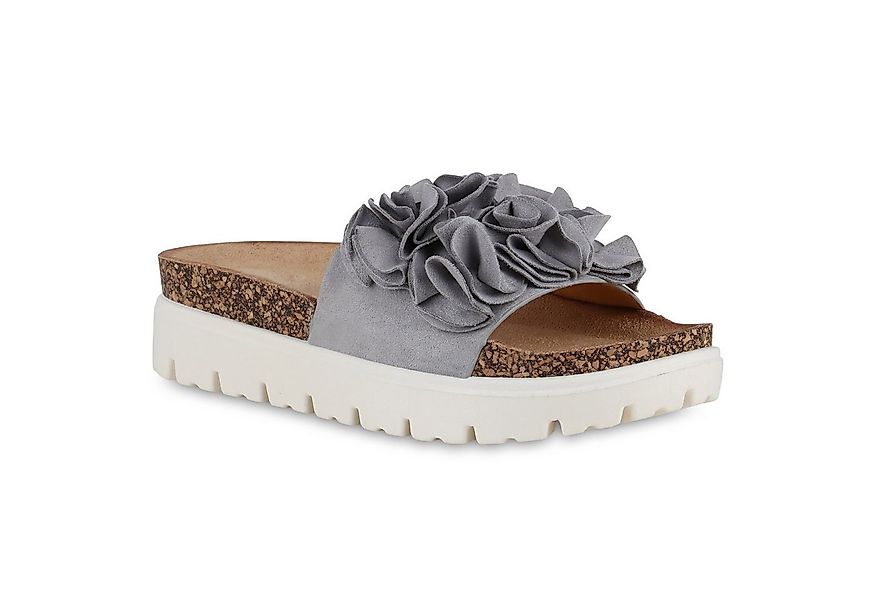 VAN HILL 841092 Sandalette Damen Pantoletten Sandaletten Korkoptik Volant P günstig online kaufen