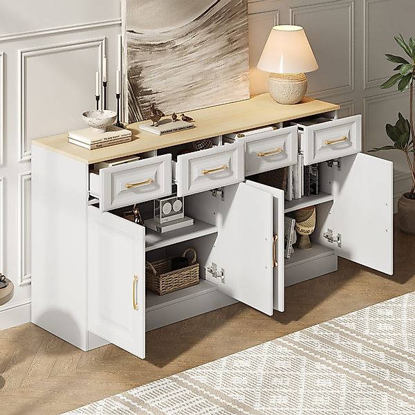 STILVORA Sideboard Buffetschrank landhausstil mit 4 günstig online kaufen