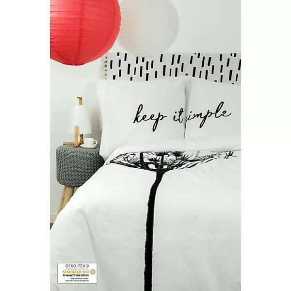Bettbezug + 2 Kissenbezüge Aus Bio-baumwolle Mit Aufschrift 220 x 240 Cm günstig online kaufen