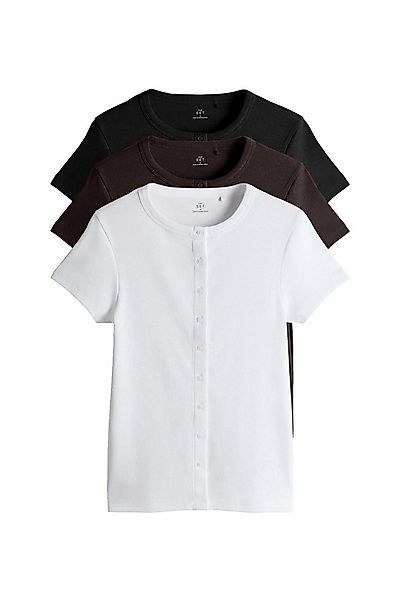The Set T-Shirt The Set Gerippte T-Shirts, Knopfleiste, 3er-Pack (3-tlg) günstig online kaufen