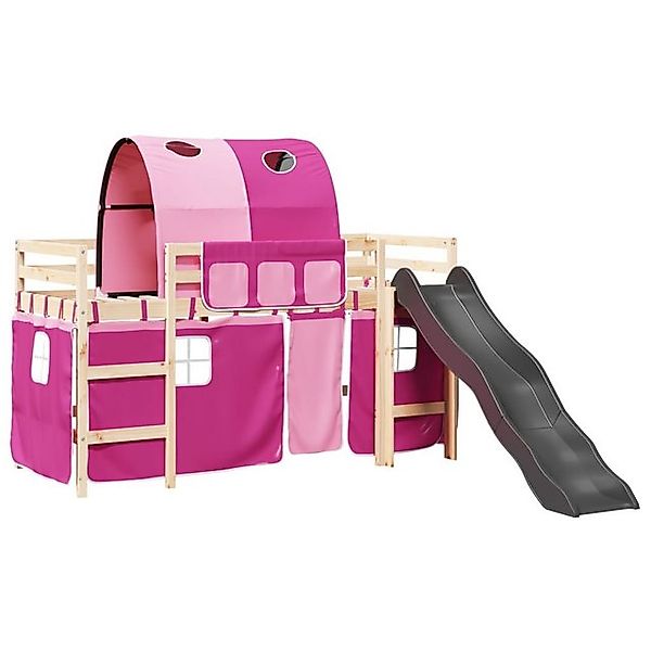 vidaXL Bett Kinderhochbett mit Tunnel Rosa 80x200 cm Massivholz Kiefer günstig online kaufen