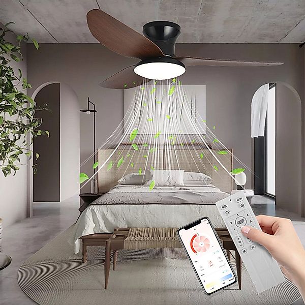 ibettertec Deckenventilator LED Deckenleuchte 48W,Leise Deckenventilator,Fe günstig online kaufen
