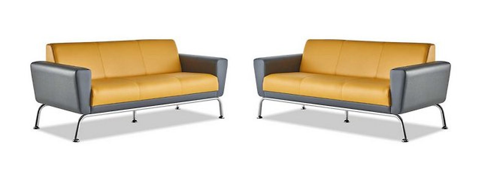 JVmoebel 3-Sitzer Couch Sofas 3-Sitzer Gelb Grau Ledersofas Modern Sofa-Set günstig online kaufen