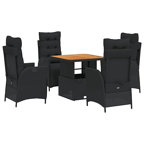 vidaXL 5-Tlg Garten-Essgruppe mit Kissen Schwarz Poly Rattan 3277448 günstig online kaufen