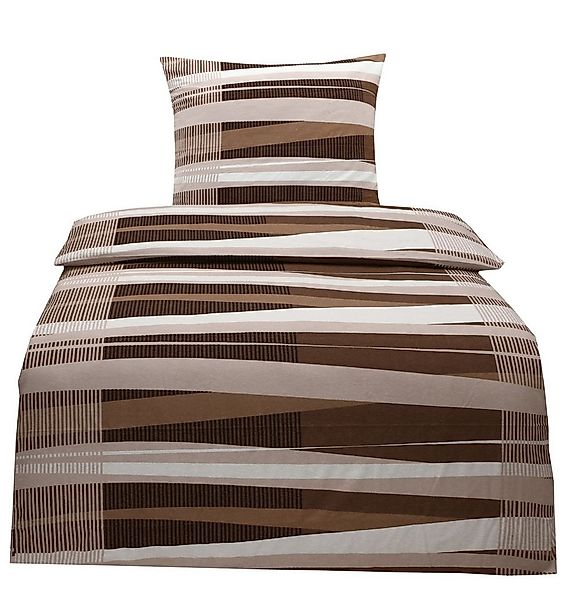 JACK Bettwäsche 135x200cm Streifenwelt Braun Creme, Biber, 2 teilig, modern günstig online kaufen