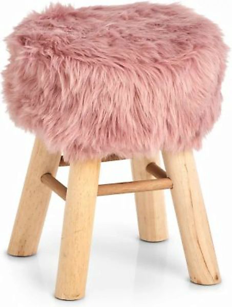 HTI-Living Sitzhocker Holz, Kunstfell Zottel rosa günstig online kaufen