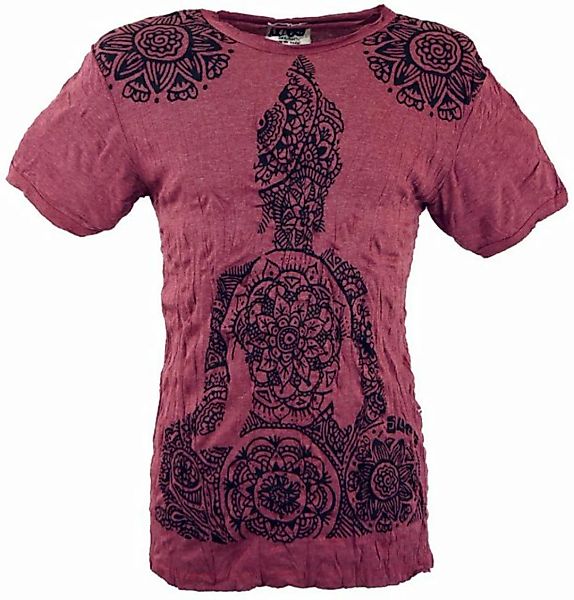 Guru-Shop T-Shirt Sure Herren T-Shirt Mandala Buddha - bordeaux Goa Style, günstig online kaufen
