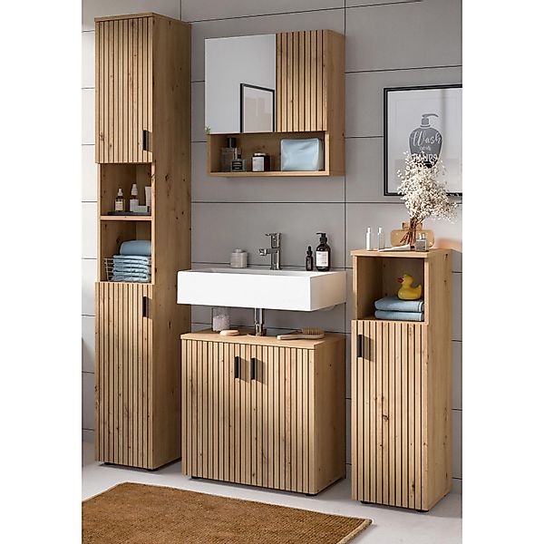 Inn.Furn Badmöbel Set in Eiche 4-teilig 150 cm Livia günstig online kaufen