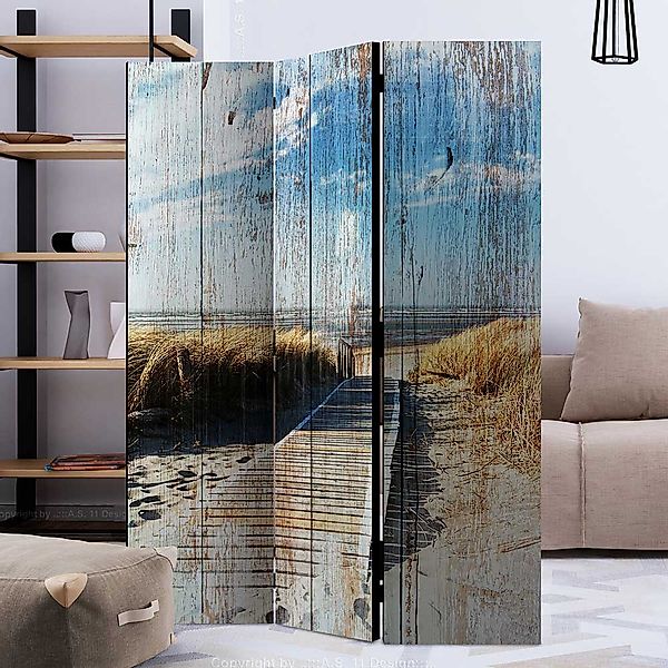 Beidseitig bedruckter Paravent blickdicht Vintage Look günstig online kaufen