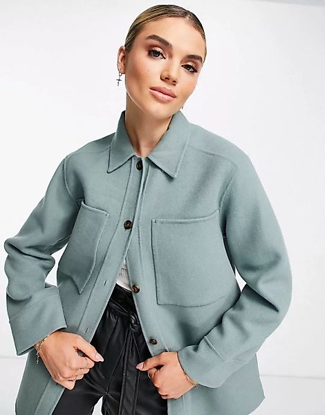 Whistles – Oversize-Hemdjacke in Blaugrün mit aufgesetzten Taschen günstig online kaufen