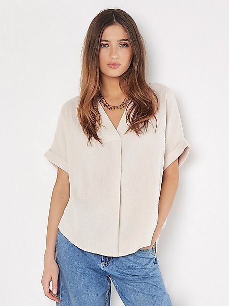 Apricot Shirtbluse Top aus Baumwolle (1-tlg) in fließender Ware günstig online kaufen