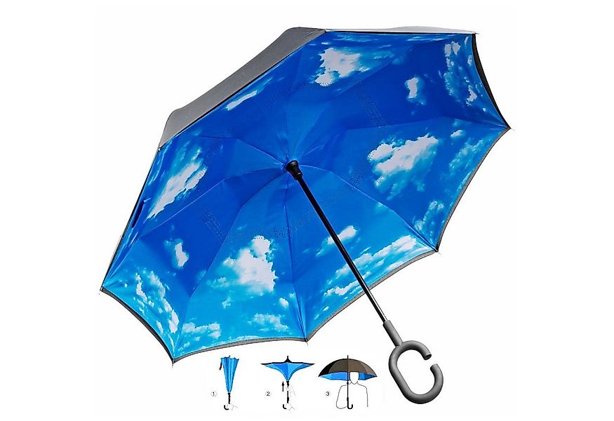 Goods+Gadgets Upside Down Regenschirm Umgedrehter Regenschirm Himmel, Schla günstig online kaufen