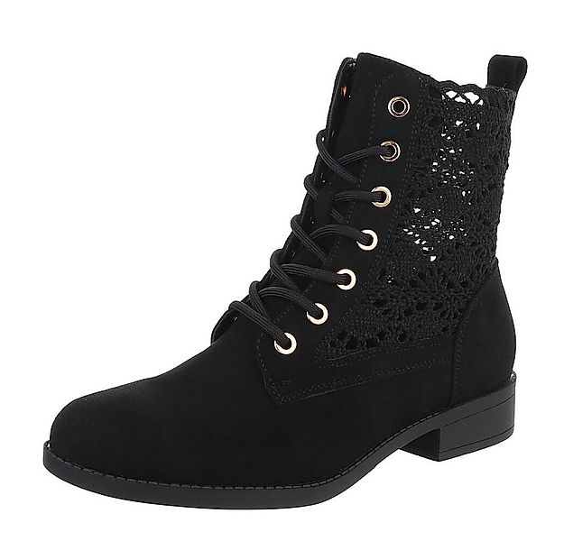 Ital-Design Damen Schnürstiefelette mit Häkel-Details für Alltag und Freize günstig online kaufen