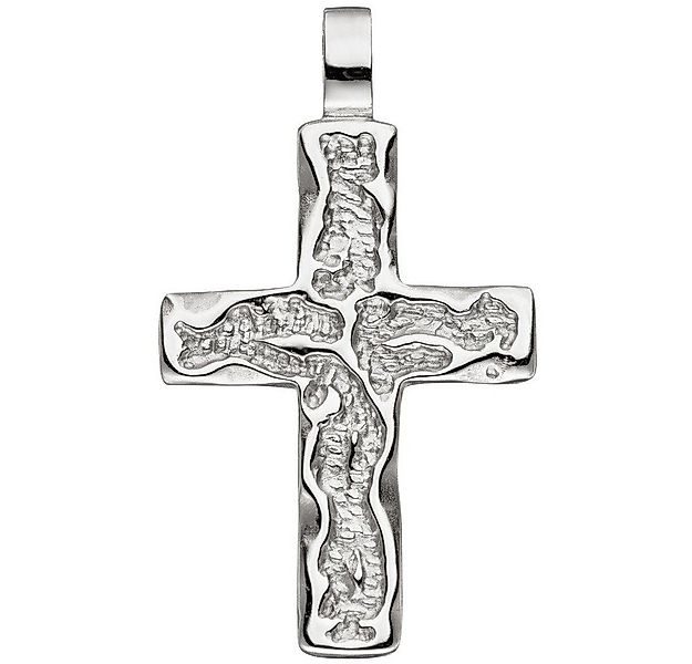 Schmuck Krone Kettenanhänger Anhänger Kreuz gehämmert aus 925 Silber, Silbe günstig online kaufen