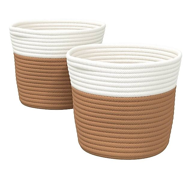 furnicato Aufbewahrungskorb Aufbewahrungskörbe 2 Stk. Braun und Weiß Ø24x18 günstig online kaufen