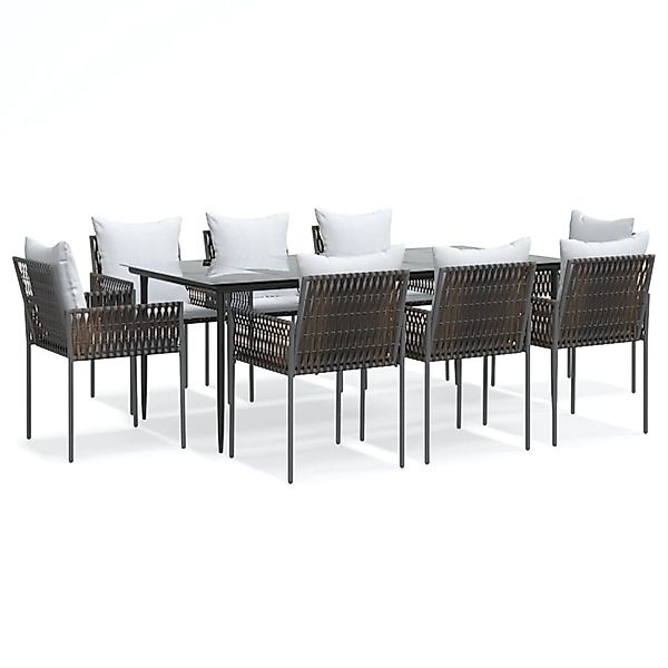 vidaXL 9-Tlg Garten-Essgruppe mit Kissen Poly Rattan und Stahl 3187062 günstig online kaufen