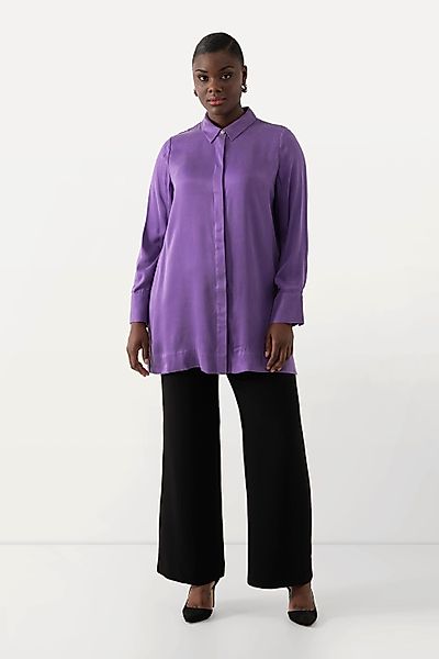 Ulla Popken Hemdbluse Bluse Cupromix Hemdkragen günstig online kaufen