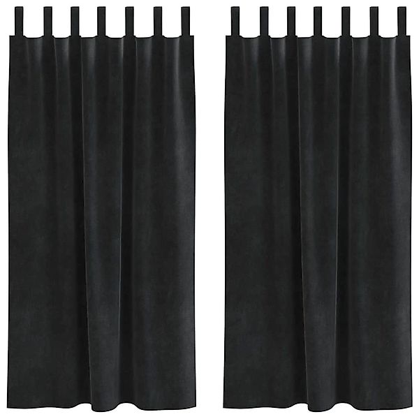 vidaXL Vorhänge 2 Stk Schwarz 140 x 175 cm Samt 4107174 günstig online kaufen