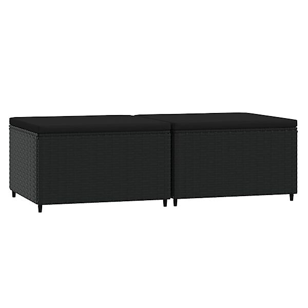 vidaXL Gartenhocker mit Kissen 2 Stk. Schwarz Poly Rattan 1 günstig online kaufen