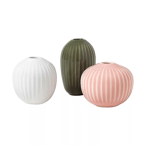 Kähler - Hammershøi Balance Vasen Set - weiß, nude, dunkelgrün/1x H 5,5cm / günstig online kaufen